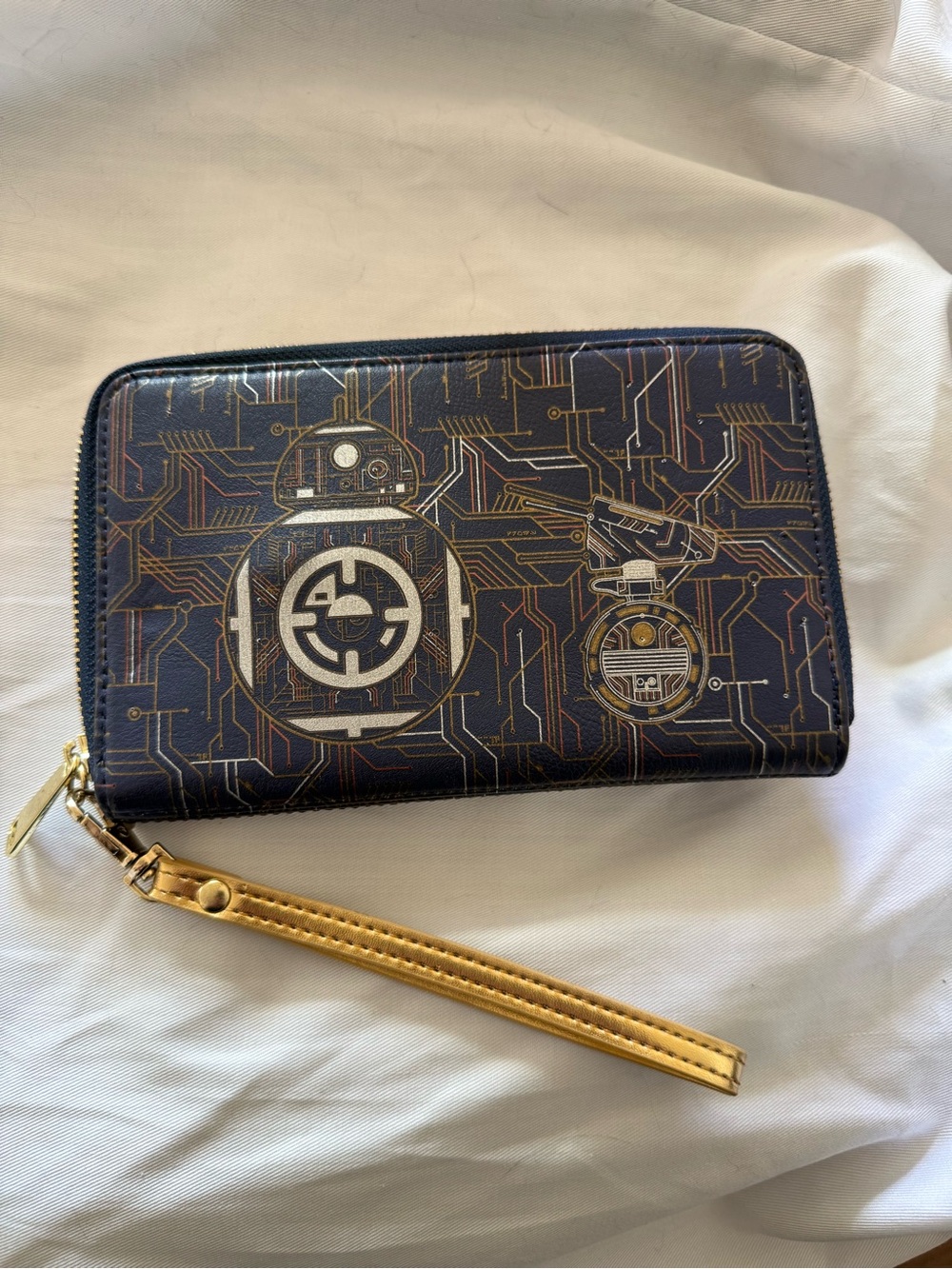 Star Wars Navy Blue and Gold BB-8 Wristlet Wallet
